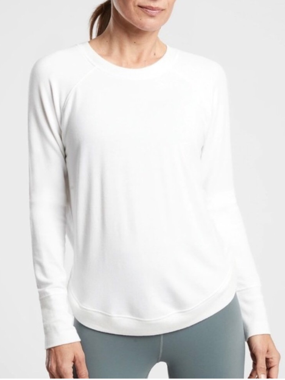 Athleta Mindset Tulip Hem Sweatshirt Bright White Women’s Small